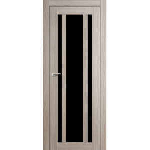 Дверь межкомнатная "Амати 11" Дуб Дымчатый (Черное стекло)
