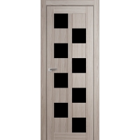 Дверь межкомнатная "Амати 13" Дуб Дымчатый (Черное стекло)