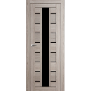 Дверь межкомнатная "Амати 17" Дуб Дымчатый (Черное стекло)