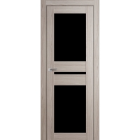 Дверь межкомнатная "Амати 19" Дуб Дымчатый (Черное стекло)