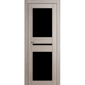 Дверь межкомнатная "Амати 19" Дуб Дымчатый (Черное стекло)