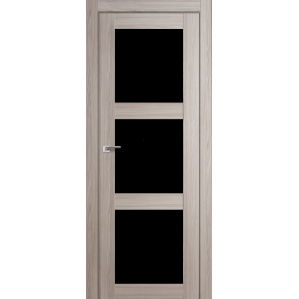 Дверь межкомнатная "Амати 20" Дуб Дымчатый (Черное стекло)