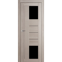 Дверь межкомнатная "Амати 21" Дуб Дымчатый (Черное стекло)
