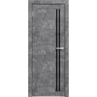 Дверь межкомнатная Амати 26 (Бетон светлый/ Черное стекло)