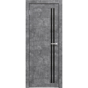 Дверь межкомнатная Амати 26 (Бетон светлый/ Черное стекло)