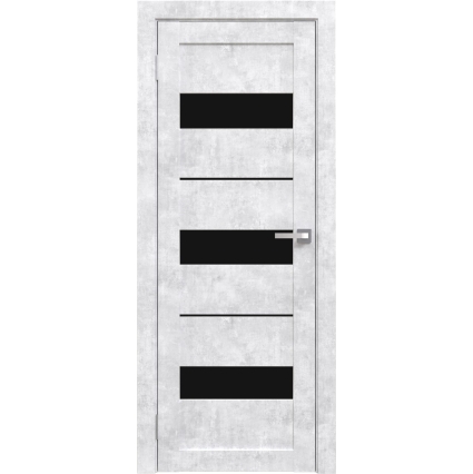 Дверь межкомнатная Амати 12 (Бетон Снежный/ Черное стекло)