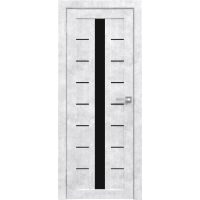 Дверь межкомнатная Амати 17 (Бетон Снежный/ Черное стекло)