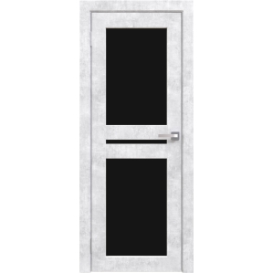 Дверь межкомнатная Амати 19 (Бетон Снежный/ Черное стекло)