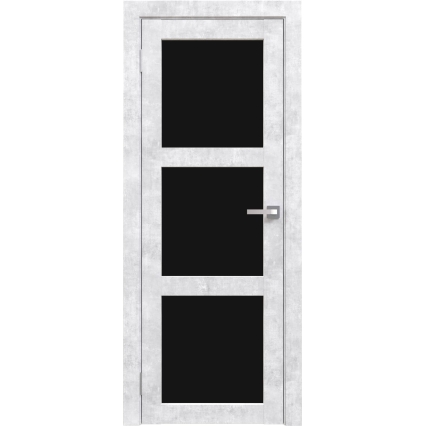 Дверь межкомнатная Амати 20 (Бетон Снежный/ Черное стекло)