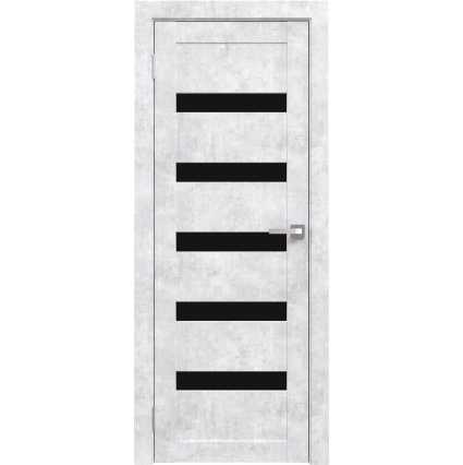 Дверь межкомнатная Амати 03 (Бетон Снежный/ Черное стекло)