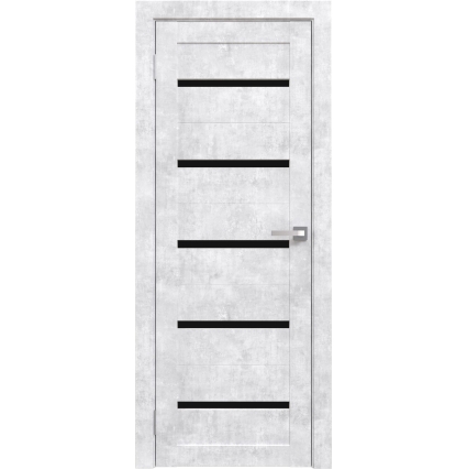 Дверь межкомнатная Амати 01М (Бетон Снежный/ Черное стекло)