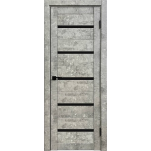 Дверь межкомнатная Амати 01М (Бетон светлый/ Черное стекло)