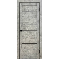 Дверь межкомнатная Амати 01 (Бетон светлый/ Черное стекло)