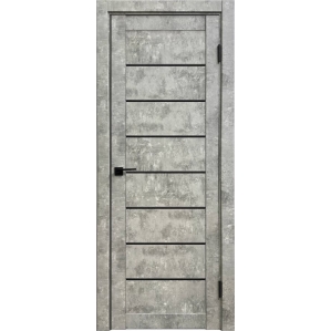 Дверь межкомнатная Амати 01 (Бетон светлый/ Черное стекло)