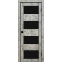 Дверь межкомнатная Амати 02 (Бетон светлый/ Черное стекло)