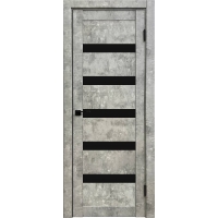 Дверь межкомнатная Амати 03 (Бетон светлый/ Черное стекло)