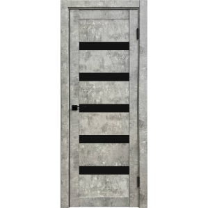 Дверь межкомнатная Амати 03 (Бетон светлый/ Черное стекло)