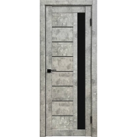 Дверь межкомнатная Амати 04 (Бетон светлый/ Черное стекло)