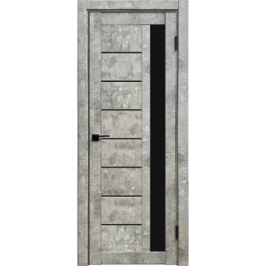 Дверь межкомнатная Амати 04 (Бетон светлый/ Черное стекло)