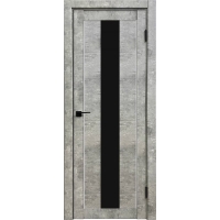 Дверь межкомнатная Амати 05 (Бетон светлый/ Черное стекло)