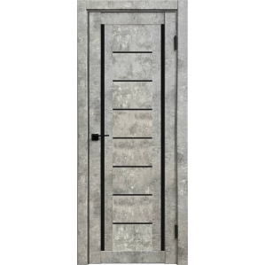 Дверь межкомнатная Амати 06 (Бетон светлый/ Черное стекло)