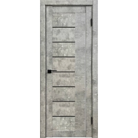 Дверь межкомнатная Амати 07 (Бетон светлый/ Черное стекло)