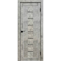 Дверь межкомнатная Амати 10 (Бетон светлый/ Черное стекло)