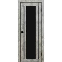 Дверь межкомнатная Амати 11 (Бетон светлый/ Черное стекло)