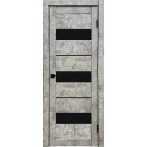 Дверь межкомнатная Амати 12 (Бетон светлый/ Черное стекло)