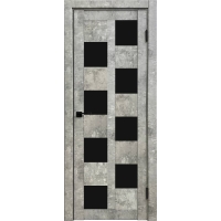 Дверь межкомнатная Амати 13 (Бетон светлый/ Черное стекло)