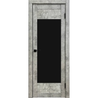 Дверь межкомнатная Амати 14 (Бетон светлый/ Черное стекло)