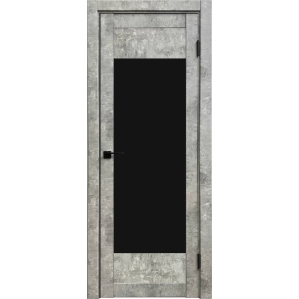 Дверь межкомнатная Амати 14 (Бетон светлый/ Черное стекло)