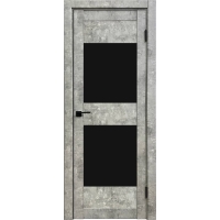 Дверь межкомнатная Амати 15 (Бетон светлый/ Черное стекло)