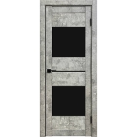 Дверь межкомнатная Амати 16 (Бетон светлый/ Черное стекло)