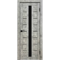 Дверь межкомнатная Амати 17 (Бетон светлый/ Черное стекло)