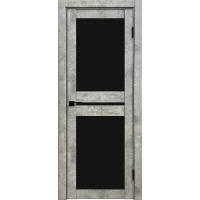 Дверь межкомнатная Амати 19 (Бетон светлый/ Черное стекло)