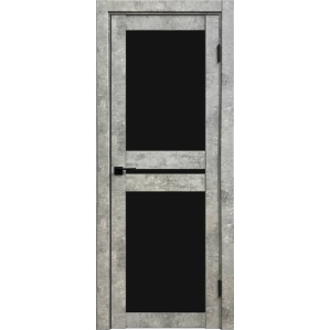 Дверь межкомнатная Амати 19 (Бетон светлый/ Черное стекло)