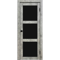 Дверь межкомнатная Амати 20 (Бетон светлый/ Черное стекло)