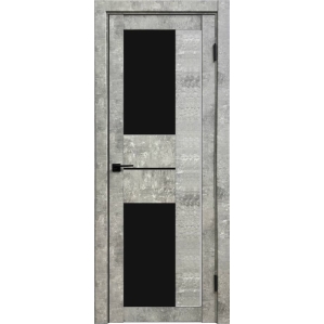 Дверь межкомнатная Амати 22 (Бетон светлый/ Черное стекло)