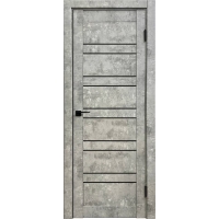 Дверь межкомнатная Амати 25 (Бетон светлый/ Черное стекло)