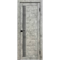 Дверь межкомнатная Амати 26 (Бетон светлый/ Черное стекло)