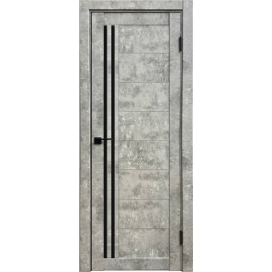 Дверь межкомнатная Амати 26 (Бетон светлый/ Черное стекло)