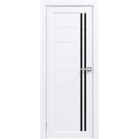 Дверь межкомнатная Амати 26 (Бьянко/ Черное стекло)