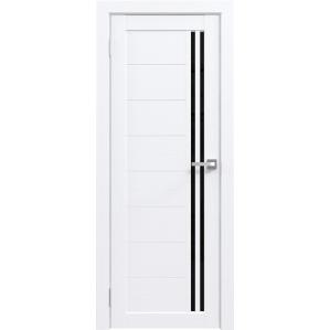 Дверь межкомнатная Амати 26 (Бьянко/ Черное стекло)