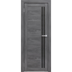 Дверь межкомнатная Амати 26 (Дуб шале графит/ Черное стекло)