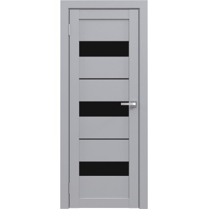 Дверь межкомнатная Амати 12 (Грей/ Черное стекло)