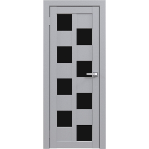 Дверь межкомнатная Амати 13 (Грей/ Черное стекло)