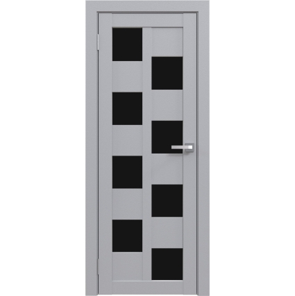 Дверь межкомнатная Амати 13 (Грей/ Черное стекло)