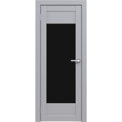 Дверь межкомнатная Амати 14 (Грей/ Черное стекло)