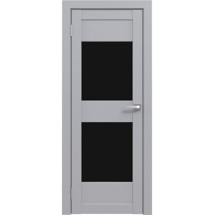 Дверь межкомнатная Амати 15 (Грей/ Черное стекло)